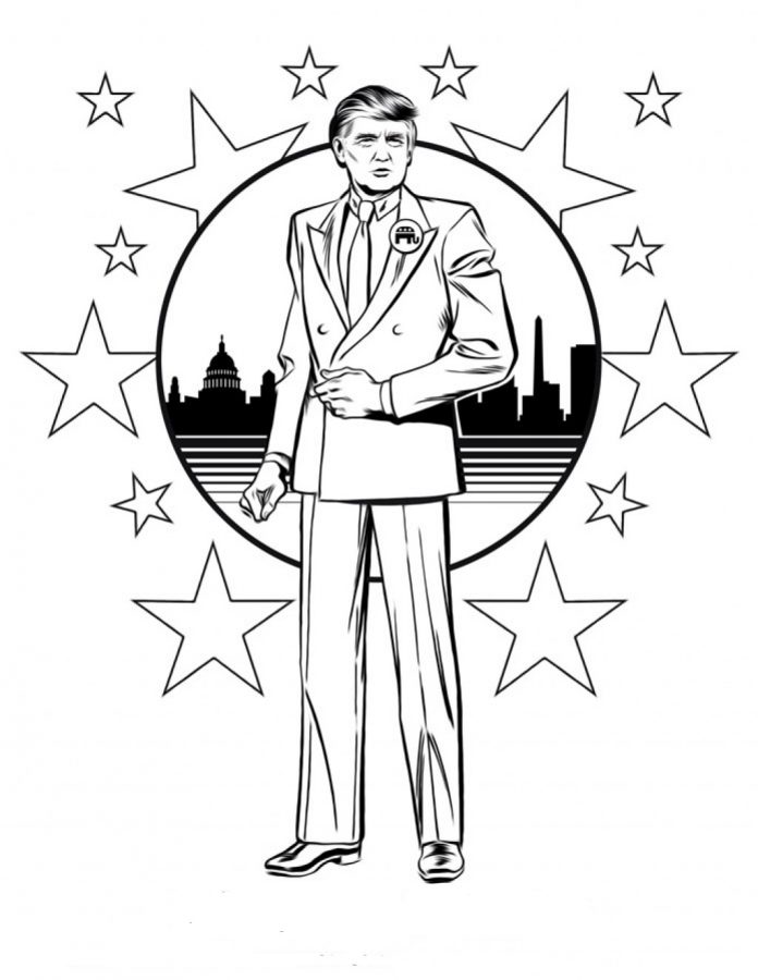 Kolorowanka Prezydent USA Donald Trump do druku