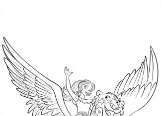 Elena lata na tygrysie ze skrzydłami kolorowanka Elena lata na tygrysie ze skrzydłami do druku - pegaz