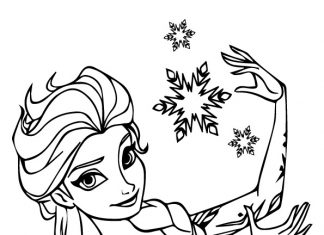 Elsa z bajki krainy lodu z płatkami śniegu