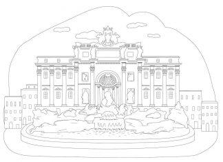 kolorowanka Fontanna di Trevi w Rzymie