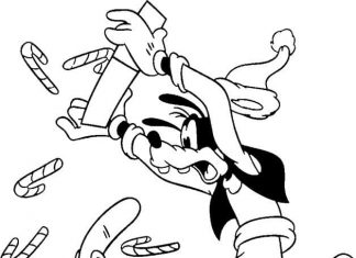 Goofy z bajki Myszka Miki upada