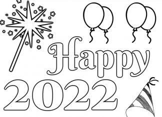 Happy 2022 kolorowanka Happy 2022