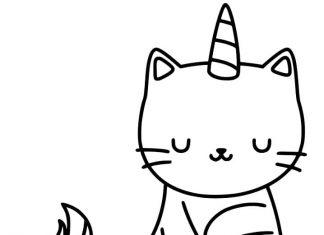 Kot Jednorożec śpi kolorowanka Kot Jednorożec śpi do druku