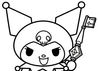 Kuromi z kluczem kolorowanka Kuromi z kluczem
