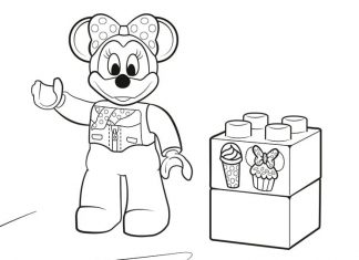 kolorowanka Lego duplo myszka Mini przy babeczkach