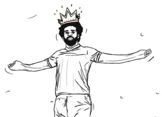 kolorowanka Mohamed Salah w koronie do druku