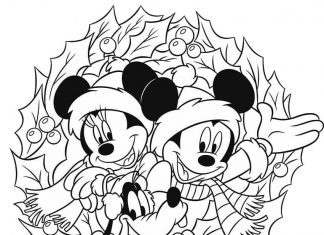 Myszka Mini i Miki z psem plutem w ozdobie świątecznej