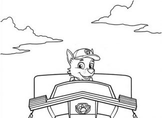 kolorowanka Rocky jedzie samochodem do druku