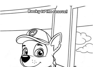 kolorowanka Rocky w bazie Paw Patrol