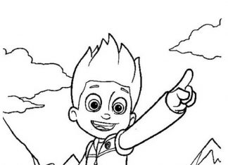 kolorowanka Ryder pokazuje miejsce które szukał