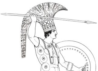 Sparta wojownik z włócznią i tarczą