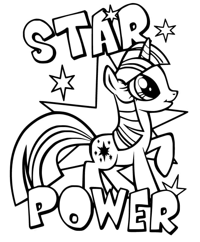 kolorowanka Twilight Sparkle z napisem star power do druku