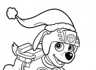 Zuma jeździ na sankach kolorowanka Zuma jeździ na sankach