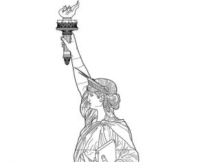 Amerykański pomnik z pochodnią kolorowanka amerykański pomnik z pochodnią do druku