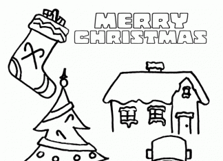 Bałwan koło domu i choinki kolorowanka bałwan koło domu i choinki