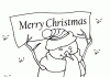 kolorowanka bałwan z kartką Marry Christmas do druku