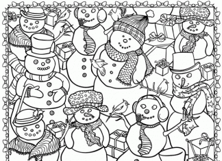 Bałwany świąteczne w ramce kolorowanka bałwany świąteczne w ramce