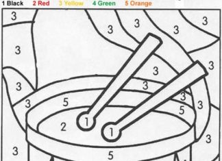 Bębny według instrukcji numerów kolorowanka bębny według intrukcji numerów
