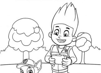 kolorowanka chłopiec Ryder z bajki Psi Patrol