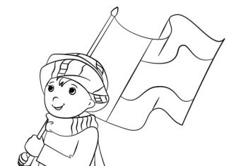 kolorowanka chłopieć z flagą państwa