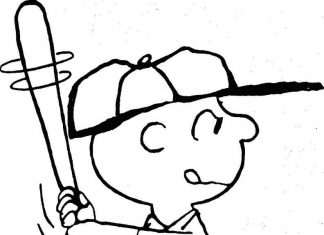 kolorowanka chłopiec z kijem do basebolla do druku