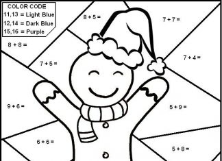 kolorowanka ciastek w czapce Mikołaja według rozwiązań matematycznych