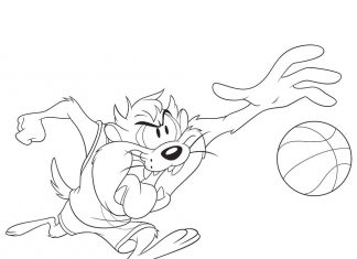 Diabeł tasmański gra w koszykówkę kolorowanka diabeł tasmański gra w koszykówke