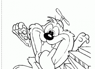 Diabeł tasmański pożera pizzę kolorowanka diabeł tasmański pożera pizze