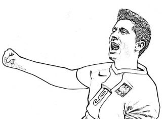 kolorowanka dumny Lewandowski w reprezentacji do druku