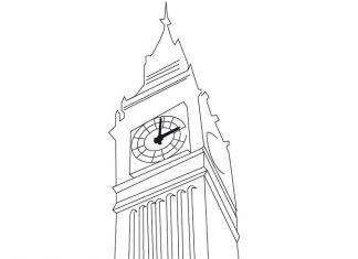 Duży zegar Big Ben kolorowanka duży zegar Big Ben do druku w Londynie