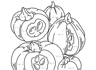 Dynie według instrukcji kolorów kolorowanka dynie według instrukcij kolorów