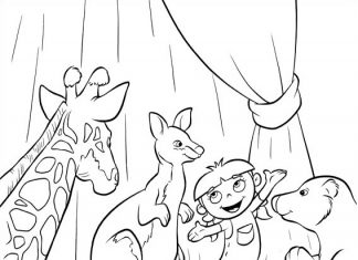 Dziewczyna ze zwierzętami z bajki Mali Einsteini kolorowanka dziewczyna ze zwierzętami z bajki Mali Einsteini