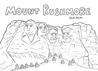 Góra Rushmore z głowami kolorowanka góra Rushmore z głowami