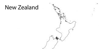 kolorowanka granice Nowej Zelandii - mapa państwa do druku