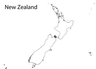 Granice Nowej Zelandii kolorowanka granice Nowej Zelandii - mapa państwa do druku