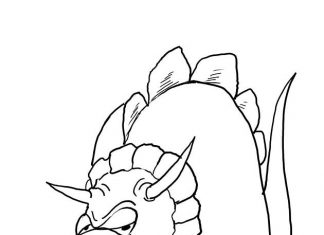 Gruby triceratops jedzący zieleninę