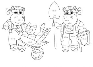 Hipopotamy pracują w ogródku kolorowanka hipopotamy pracują w ogródku