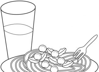 Jedzenie ze szklanką kolorowanka jedzenie ze szklanką