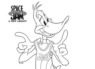 Kaczor Daffy w stroju koszykarskim kolorowanka kaczor Daffy w stroju koszykarskim - kosmiczny mecz - Space Jam