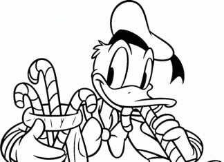 Kaczor Donald je laski świąteczne kolorowanka kaczor donald je laski świąteczne do druku