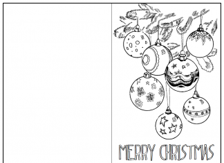 Karta świąteczna z bombkami kolorowanka kartka świąteczna z bombkami - szablon do druku