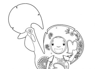 kolorowanka kogucik z wesołą maskotką