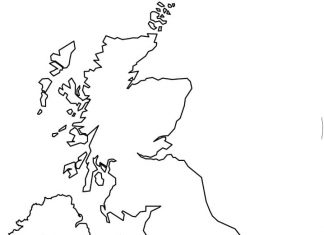 Kontury mapy kolorowanka kontury mapy Wielka Brytania do druku