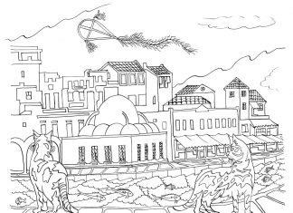 Koty przyglądające się miastu