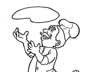 kolorowanka kręcenie włoskiej pizzy