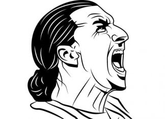 kolorowanka krzyczący Zlatan Ibrahimović