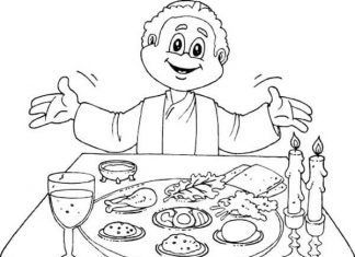 kolorowanka ksiądz przed stołem