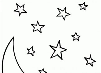 Księżyc z gwiazdkami Kolorowanka księżyc i gwiazdki