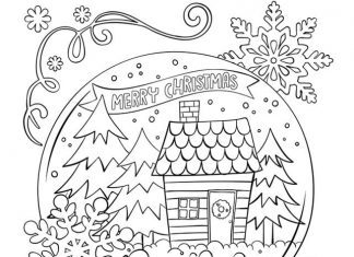 Kula śnieżna z domkiem kolorowanka kula śnieżna z domkiem