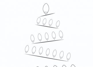 kolorowanka lampki jako choinka do druku